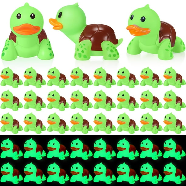 Juguetes de baño HyDren con forma de tortuga y pato que brillan en la oscuridad, 50 unidades, 7 x 6 cm
