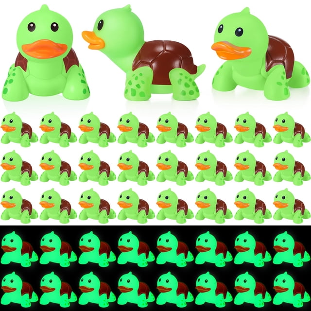 Juguetes de baño HyDren con forma de tortuga y pato que brillan en la oscuridad, 50 unidades, 7 x 6 cm