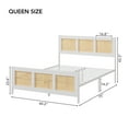 thumbnail image 2 of Cama matrimonial de ratán con cabecera – Estructura boho blanca, soporte robusto de lamas metálicas – Sin base, diseño silencioso – Para dormitorio – Color White Q, 2 of 7