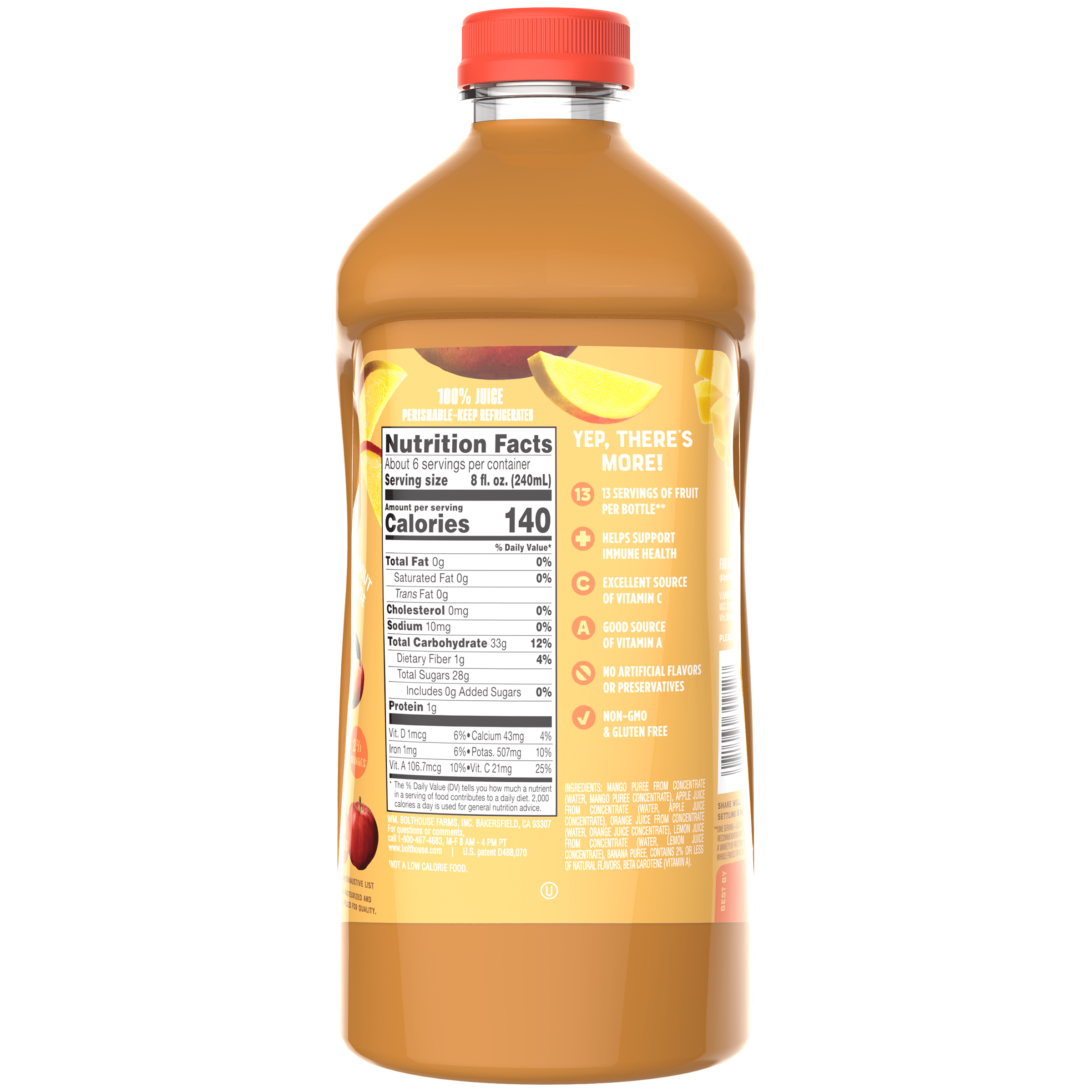 Bolthouse Farms Amazing Mango Fruit Juice Smoothie, 52oz