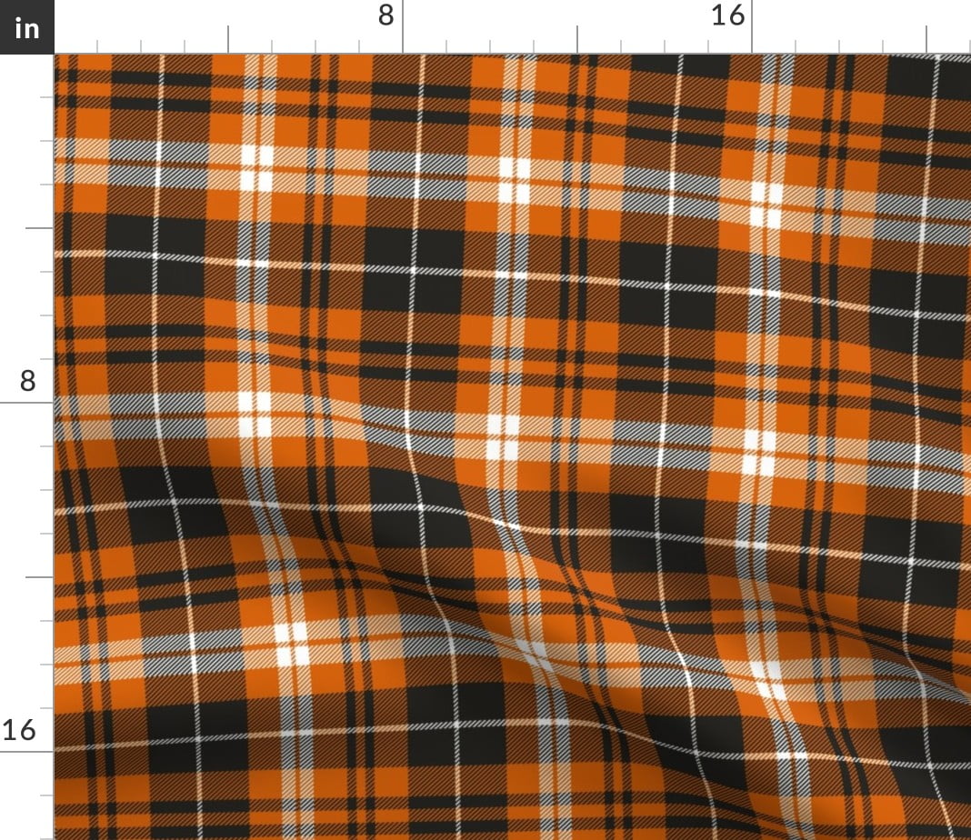 Spoonflower Fabric Pumpkin Spice Plaid Soft Black Orange Winter Fall