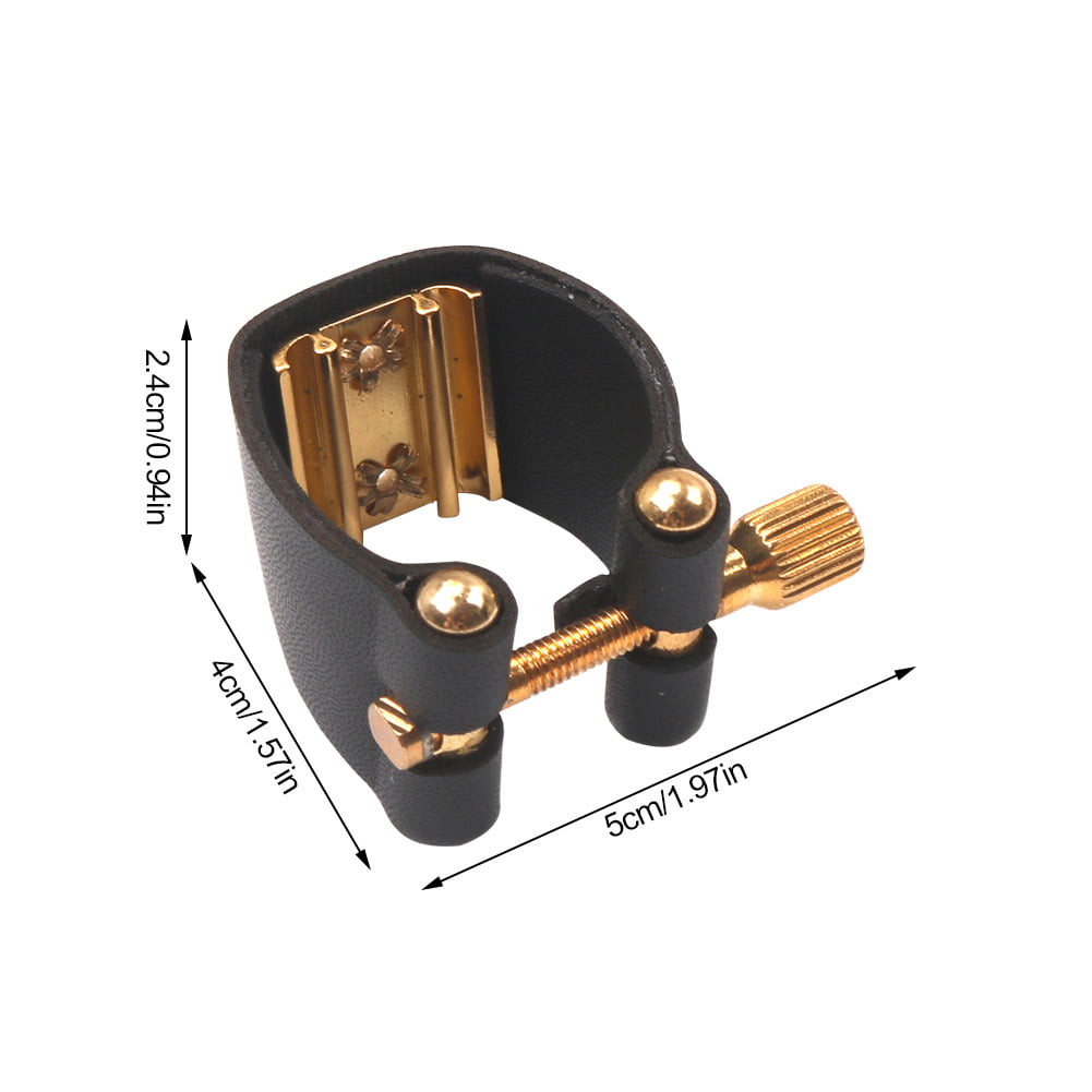 Jullynice Compact Ligature Fastener for Alto Sax Saxophone Rubber Mouthpiece Artificial Leather Musical Tool with Leather Clip