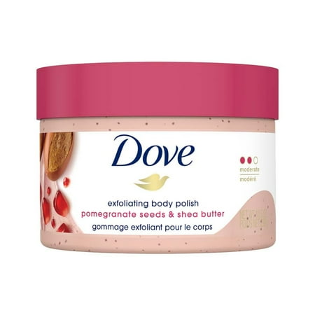 Dove Scrub Pomegranate & Shea Butter For Silky, Soft Skin Body Scrub Exfoliates And Provides Lasting Nourishment 10.5 Oz Packaging May Vary - Pack of 3
