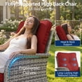 thumbnail image 6 of Muphyers 3-Piece Swivel Rocker Chairs Set, Rattan Patio Furniture Set with 4" Thick Cushions & Double-Layer Tempered Glass Table, Outdoor Conversation Set for Deck Porch,Red, 6 of 9