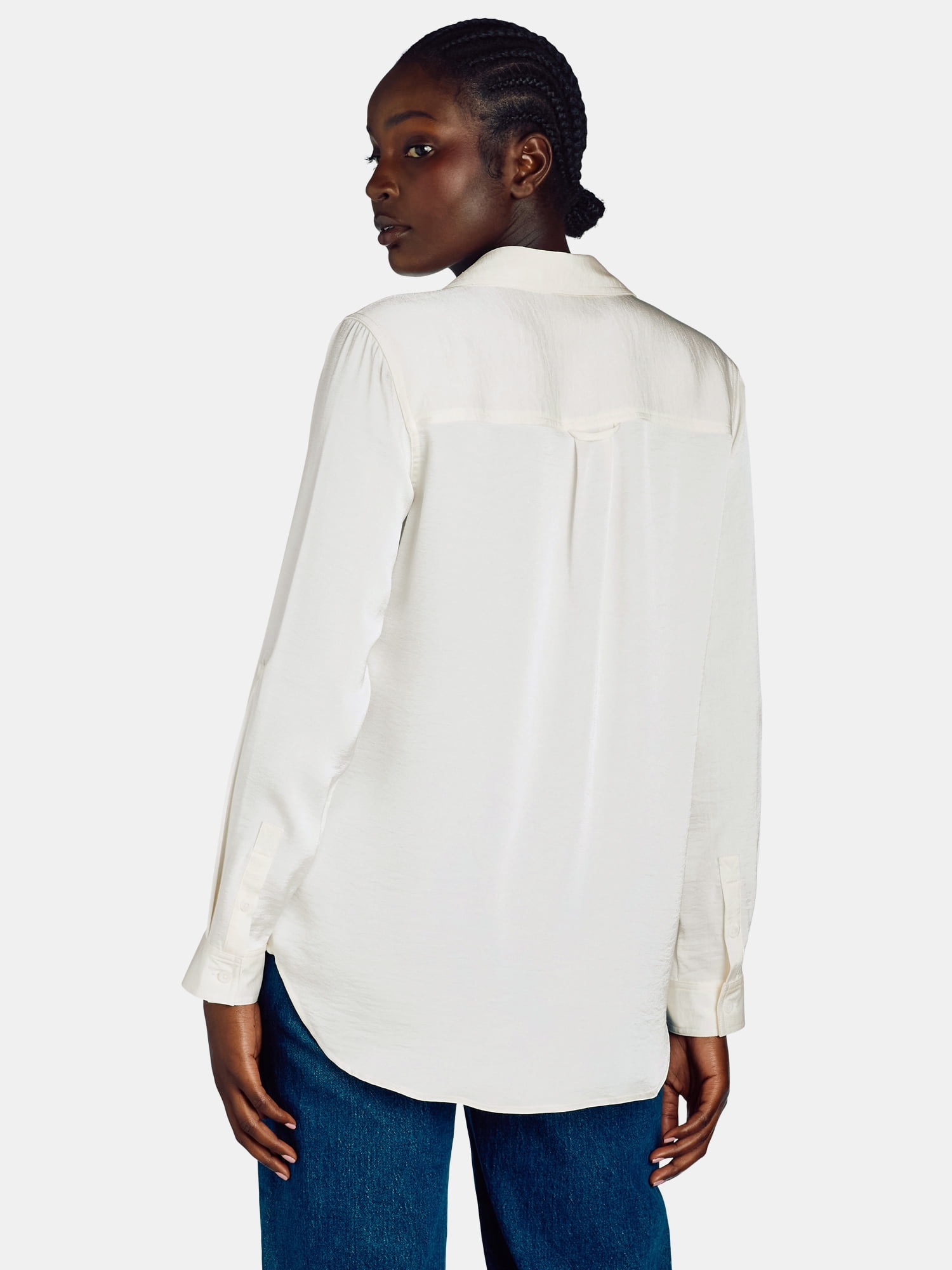 Time and Tru Women's Utility Shirt with Long Sleeves, Sizes XS-XXXL