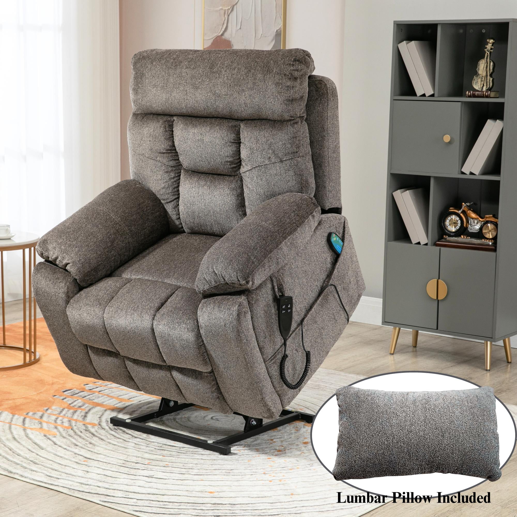 JUUXO Oversized Recliner Lay Flat Lift Chair for Elderly with Heat Massage, Big Man Recliner 400 lbs with Cup Holders