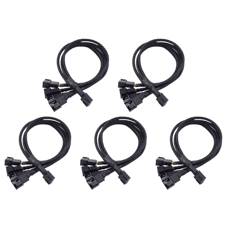5Pcs 1 To 4 Computer Fan Cable 4Pin PWM Temperature Control Cooling Fan 5Pcs 1 To 4 Computer Fan Cable 4Pin PWM Temperature Control Cooling Fan