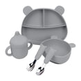 thumbnail image 1 of MesaSe 5PCS Baby Feeding Set Food-grade Silicone Bear Shape Baby Tableware Set for Home, 1 of 7