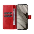 thumbnail image 2 of Designed for iPhone 15 Case Wallet for Women, Flip Folio Cover with Embossed PU Leather Kickstand Credit Card Holder Magnetic Wrist Strap Protective Case for iPhone 15, Red, 2 of 6