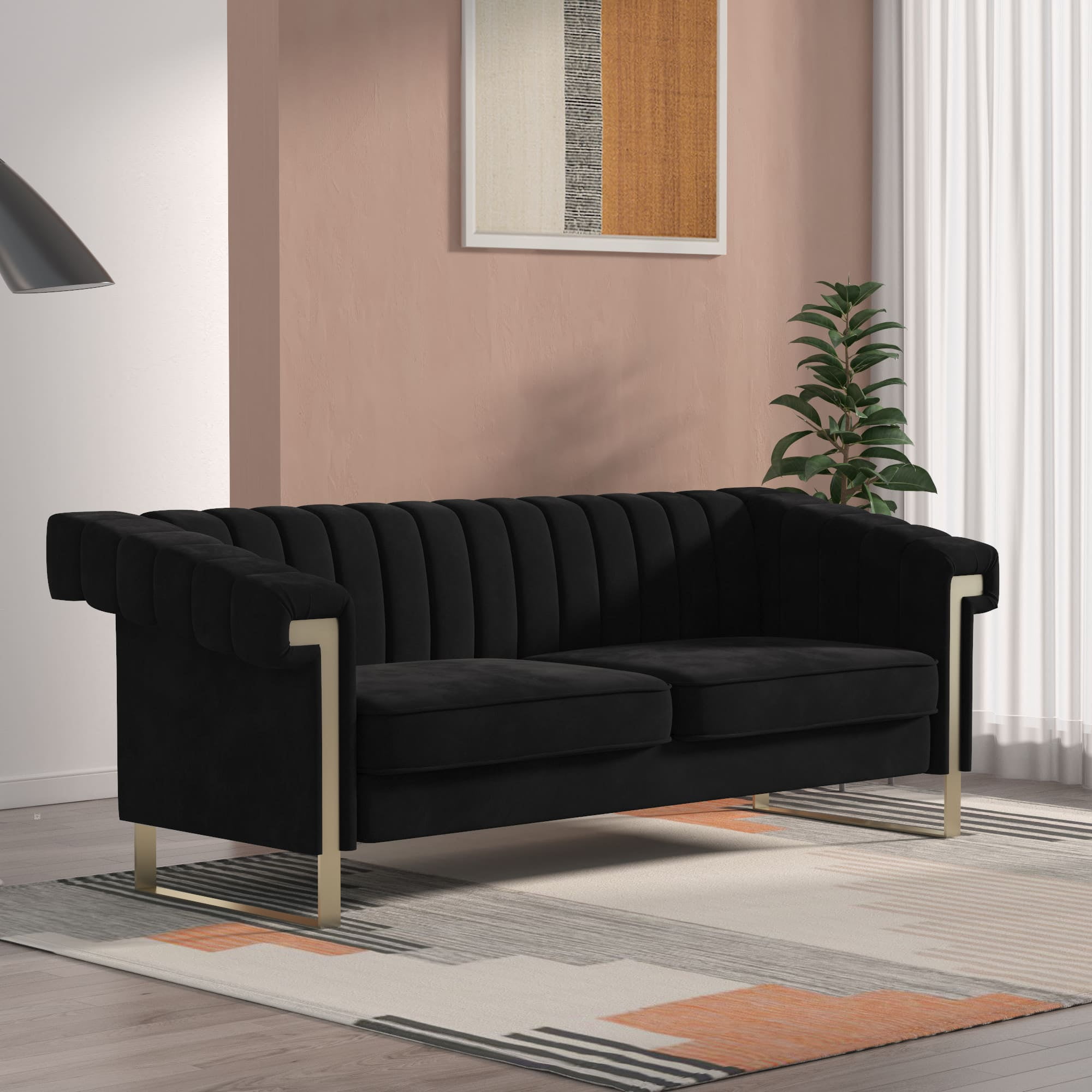 Comfortable Velvet Sofa With Removable Cushions High Quality Living