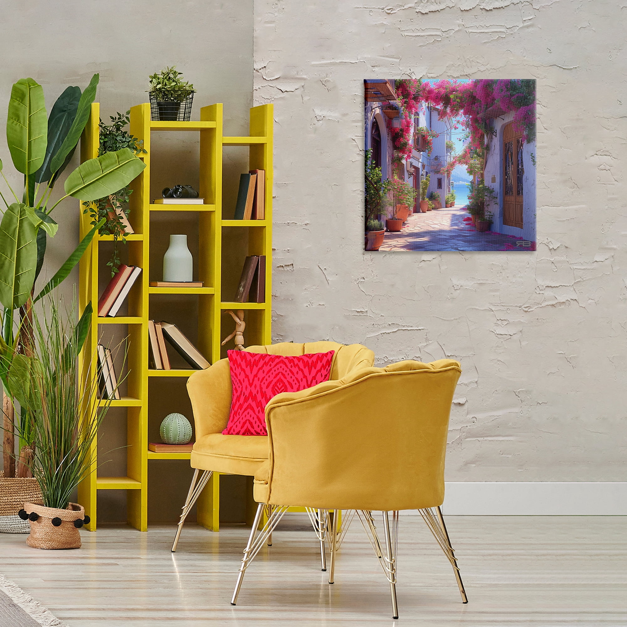 Stupell Industries Cobblestone Lane in Town Buildings & Architecture Painting Wrapped Canvas Art Print Wall Art, 24 x 24