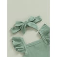 thumbnail image 6 of Musuos Newborn Girls Clothes, 3 6 12 18M Fly Sleeve Solid Color Romper Tops Drawstring Short Pants Headband Casual Outfits, 6 of 9