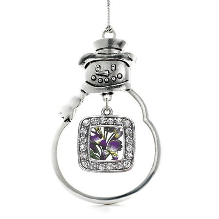 - Iris Flower Classic Snowman Holiday Ornament