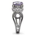 thumbnail image 5 of Oval Cut Purple Lavender Stainless Steel Solitaire Amethyst AAA CZ Ring, 5 of 6
