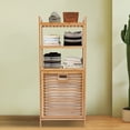 thumbnail image 6 of TOOL1SHOoo 3-Tier Bamboo Folding Laundry Basket Clothes Storage Organizer, 6 of 8