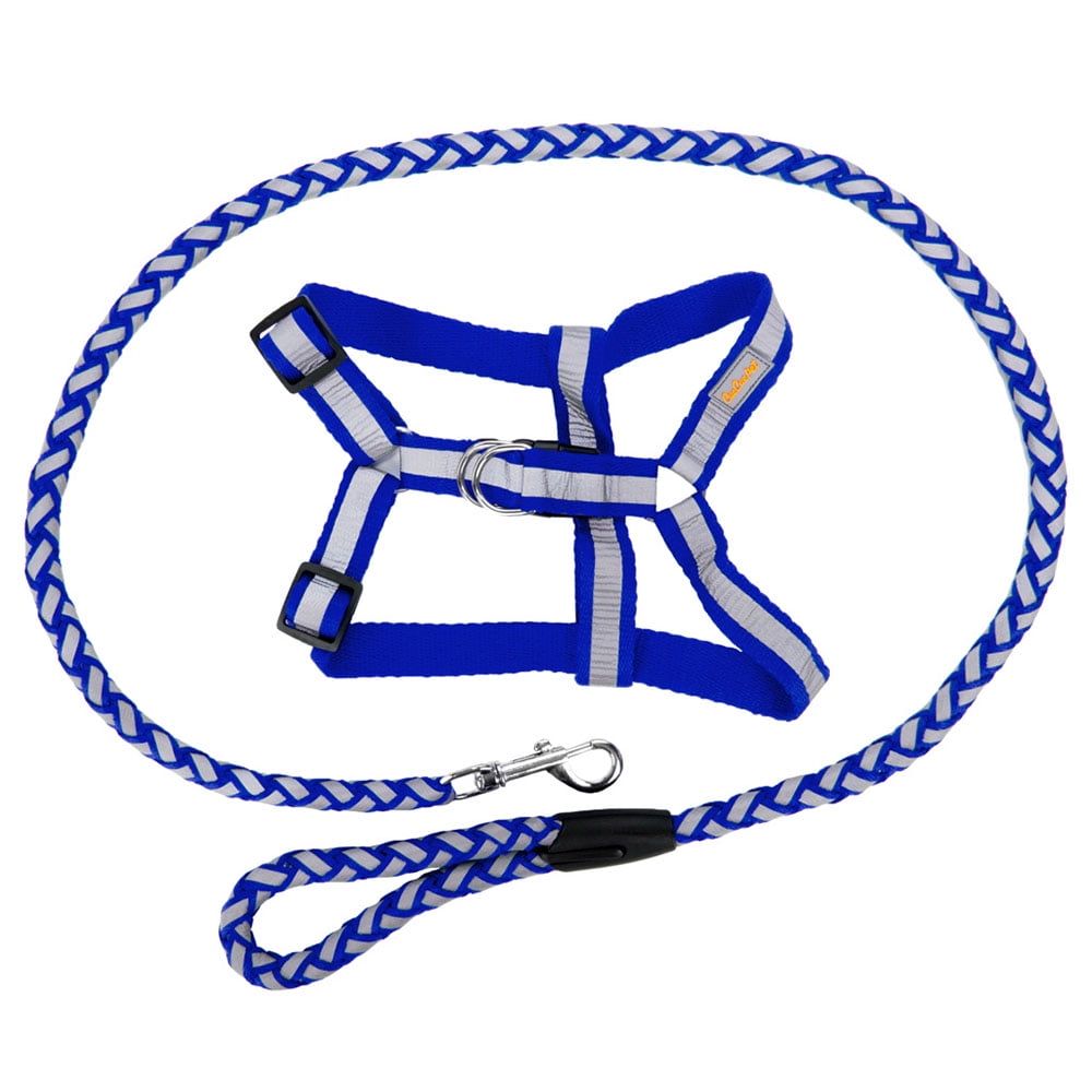 CUECUEPET Braided Choke Free Reflective Dog Harness and Leash for Daytime and Evening Walking