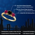 thumbnail image 2 of Gem Stone King 18K Yellow Gold Plated Silver Black Diamond and Red Created Ruby Engagement Ring for Women | 2.25 Cttw | Round 6MM | Gemstone April Birthstone | Size 8, 2 of 6