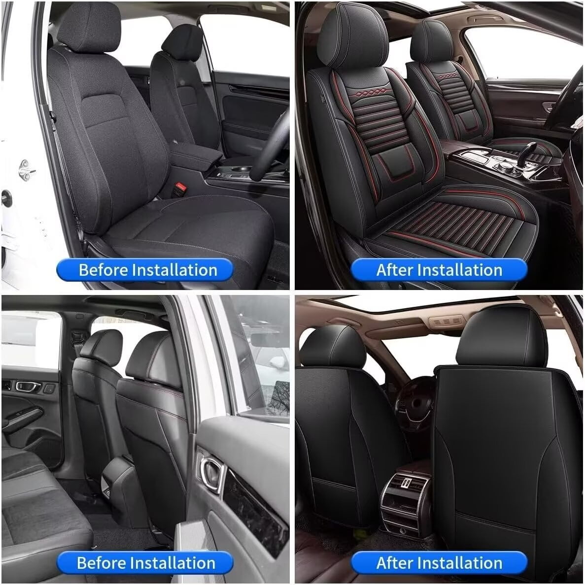 DIKSOAKR 2 Front Car Seat Covers for Toyota Camry 2012-2024 2025 Faux Leather Seat Covers Breathble Waterproof Automotive Seat Cushion (2 Seat, Redline)