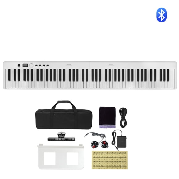 KFFKFF 88-Key Collapsible Keyboard Piano, Bluetooth & MIDI, Compact Electronic Digital Foldable Piano with Sustain Pedal Bag Touch Responsive Keys Headphones,Rechargeable for Novices Teens Adults