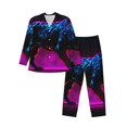 thumbnail image 1 of Fotbe Futuristic Purple Panther A、 Pijama de Hombre con Estampado de Manga Larga, Conjunto de 2 Piezas, Ropa de Dormir Suave y Cómoda con Bolsillos-Medium, 1 of 7