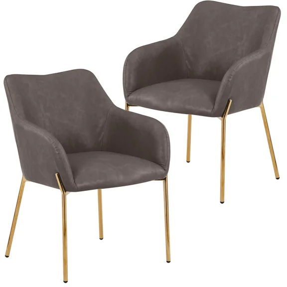 LeisureMod Zaire Modern Dining Chair – Upholstered Side Chair with Gold Iron Legs, Stylish Accent Chair for Dining Room or Kitchen Set of 2