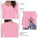 thumbnail image 5 of Blusa de Manga Larga para Mujer Cuello Redondo con Volantes Color Puro Transpirable Elástico Top Suelto para Mujer para Trabajo Diario Fiesta Citas Rosa XL, 5 of 5