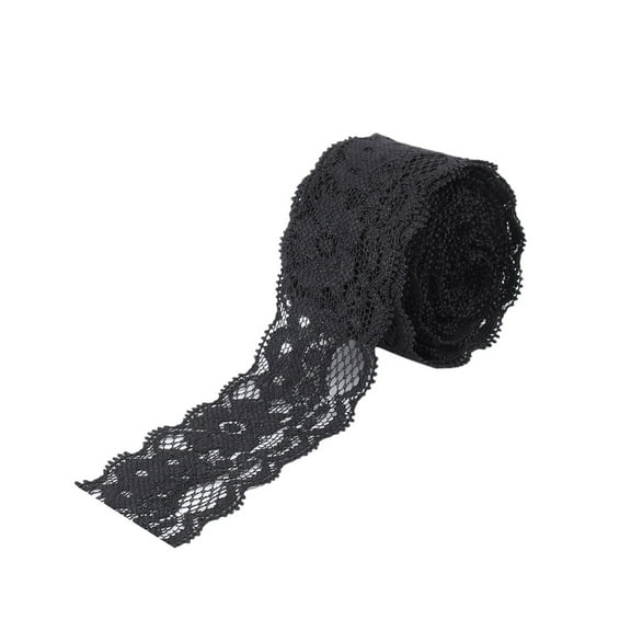 FRCOLOR 5 Yards Stretch Flower Lace DIY Trims Clothes Sewing Craft DIY Dress (Black)