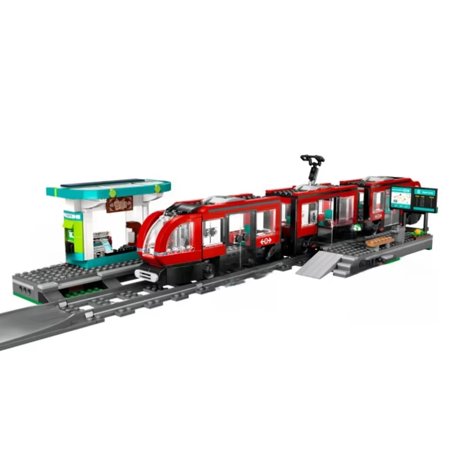 2025 new product creative building blocks city center tram bricks railway station assembly technology construction model vehicle