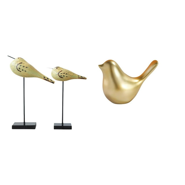 Figuras de animales de pájaro dorado, esculturas para escritorio, oficina, dormitorio, entrada, sala de estar, repisa, decoraciones de inauguración de