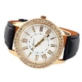 thumbnail image 3 of Man Woman Crystal Face with Roman Numeral Numbers Watch White Face Black Bands, Watch-146-BW, 3 of 4