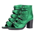 thumbnail image 2 of YDN Fashion Women's Open Peep Toe Sandal Boots High Chunky Block Heels Multiple Buckle Strao and Back Zipper Ankle Booties Dressy Casual Cutout Shoes Size 7 Green, 2 of 5