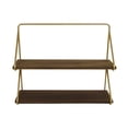 thumbnail image 1 of Cheungs 4808 2-Tier Brown Wood Wall Shelf with Gold Frame, 1 of 1