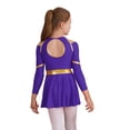 thumbnail image 2 of YIZYIF Kids Girls Cheer Leader Dance Dress Long Sleeve Cold Shoulder Team Uniform Dance Costume Outfit Purple 12, 2 of 7