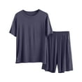 thumbnail image 2 of Pijama fino para hombre, conjunto de pijama para estar en casa, pantalones cortos holgados de manga corta, conjunto de pijama para hombre, conjunto de dos piezas, 2 of 9