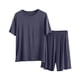 thumbnail image 2 of Pijama fino para hombre, conjunto de pijama para estar en casa, pantalones cortos holgados de manga corta, conjunto de pijama para hombre, conjunto de dos piezas, 2 of 9