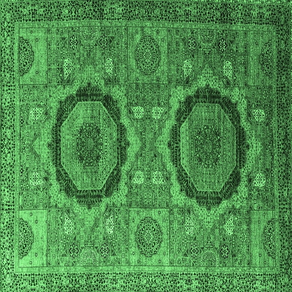 Ahgly Company Indoor Square Abstract Emerald Green Modern Area Rugs, 6' Square
