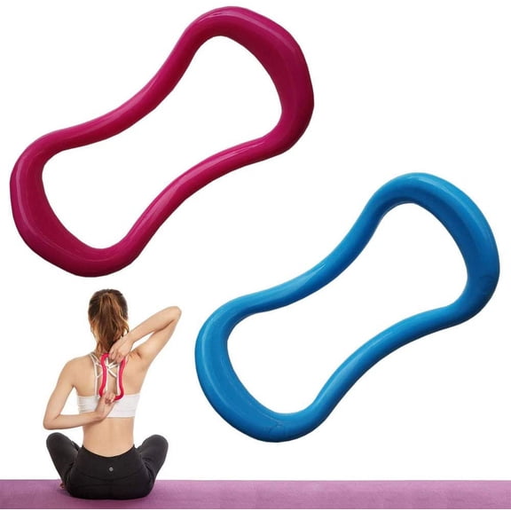Fascia Stretching Ring, 2 Pieces Yoga Ring Pilates Circles, Yoga Massage Ring, Fitness Stretching Ring for Stretching, Abdominal and Back Stretches Blue and Rose Red