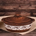 thumbnail image 7 of STPgoods Handmade Red Clay Stoneware Baking Pot for Cooking with Lid Engobe Décor 3.2 Qt (3 L) Clay Baking Pan, 7 of 7