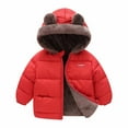 thumbnail image 2 of LFEOOST 2-8 Years Infant Baby Winter Coat Cute Teddy Bear Hooded Jacket Warm Fleece Outerwear Windproof Toddler Boys Girl Red 5-6 Years, 2 of 5