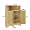 thumbnail image 4 of Smuxee Farmhouse Corner Bathroom Storage Cabinet, Freestanding Triangle Linen Organizer Cabinet with Barn Doors & Adjustable Shelves for Laundry Room,Oak, 4 of 6