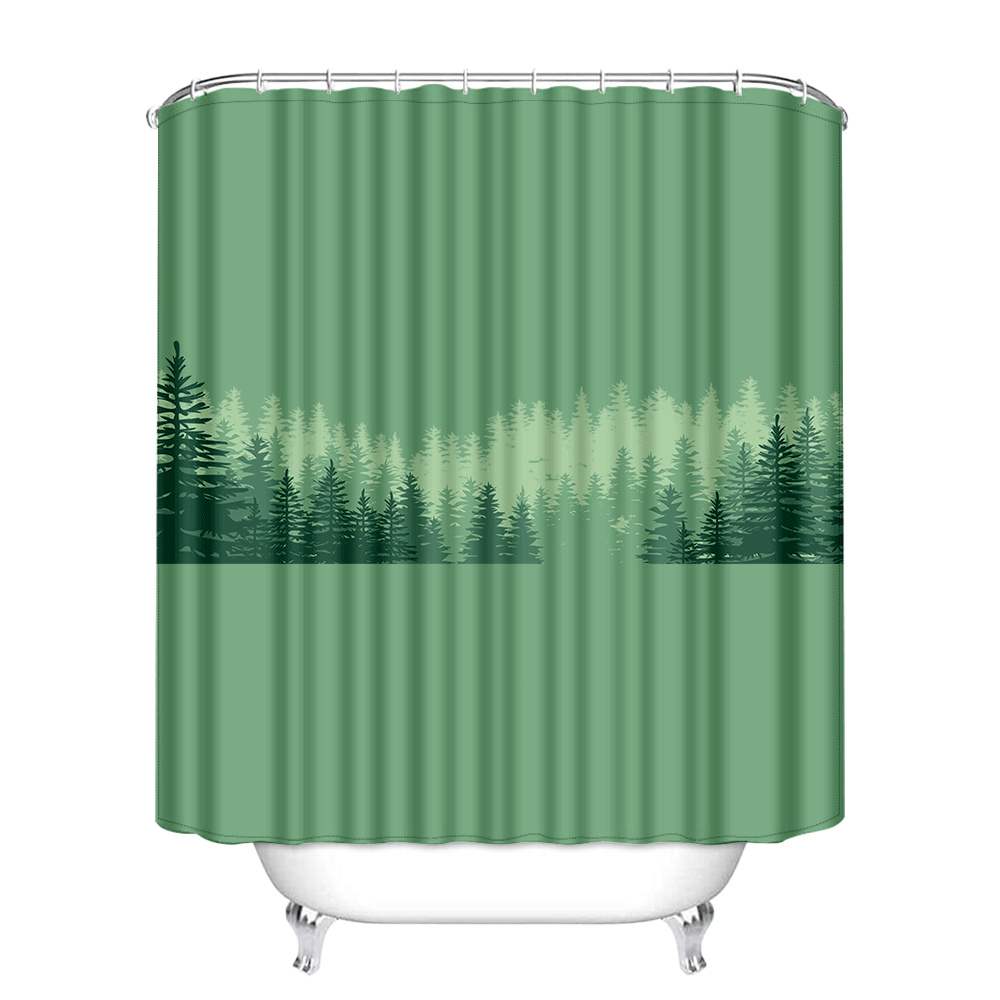 Forest Shower Curtain Natural Tree Waterproof Bath Curtains with 12