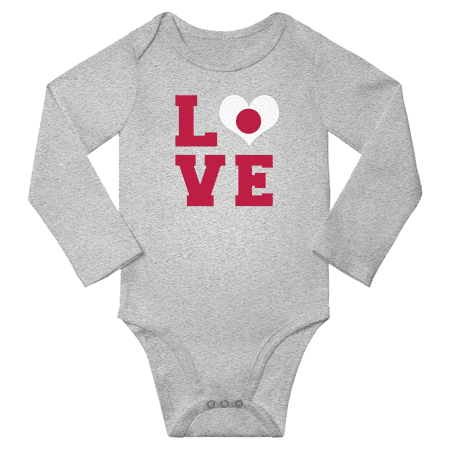 

Love Japan Heart Flag Baby Long Slevve Rompers Clothes Outfits (Gray 18-24 Months)