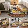 thumbnail image 5 of Farmhouse Cow Pig Round Area Rug 3Ft Washable Small Circle Rugs for Kitchen Entryway, Vintage Wooden Farm Animals Non-Slip Carpet Floor Mats Indoor Outdoor Carpet Runner Aesthetic Home Decor, 5 of 8