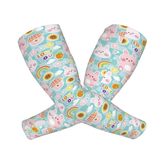 Picia Love You Rabbit Arm Sleeves for Men and Women - Tattoo Cover Up UPF 50  Cooling Sports Sleeve for Basketball Golf Football-One Size