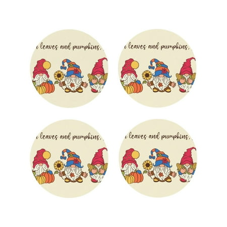 

Honeii Autumn Gnomes1 Print Leather Coaster Set of 4 Ideal for Safeguarding Your Furniture from Drinks Spills and Effortless Cleanup-Round Shape