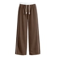 thumbnail image 5 of SONXAHE Tween Girls Drawstring Pants Striped Loose Fit Casual Wide Leg Sports Sweatpants for Kids,Coffee, 5 of 5