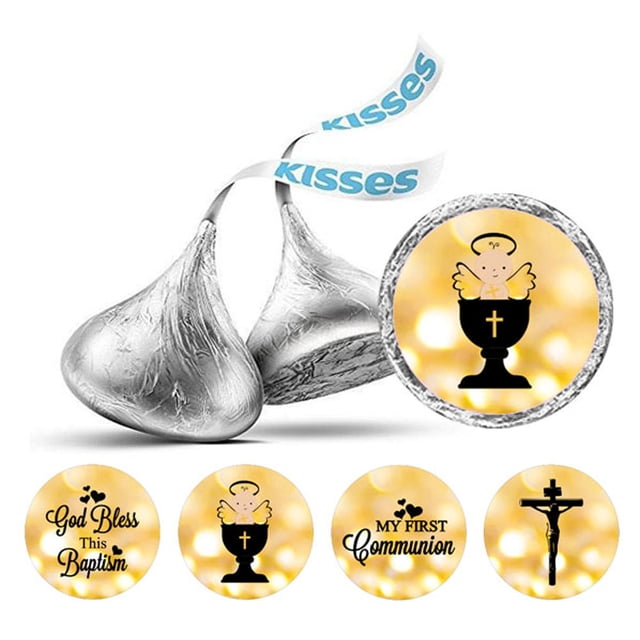 Darling Souvenir DIY Sacrament Baptism Theme Stickers chocolate Candy Labels 190 Pcs-Golden