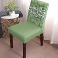 thumbnail image 3 of Chair Covers for Dining Room Set of 6,Merry Christmas Words Stretch Seat Protector Removable Washable Chairs Slipcovers for Kitchen Banquet Wedding Hotel,Snowflakes on Green Red Plaid, 3 of 6