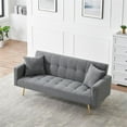 thumbnail image 2 of Versatile 71.7 Inch Gray Teddy Fleece Fabric Sofa Bed with 2 Comfy Throw Pillows, 2 of 9