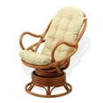 thumbnail image 3 of Java swivel rocking lounge chair natural handmade rattan wicker with cream cushions, colonial, 3 of 6